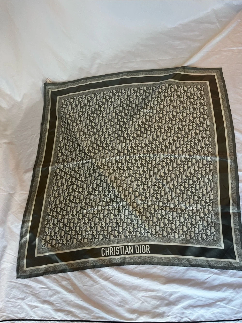 Christian Dior Grey Oblique Silk Scarf Diortwin 90 square
